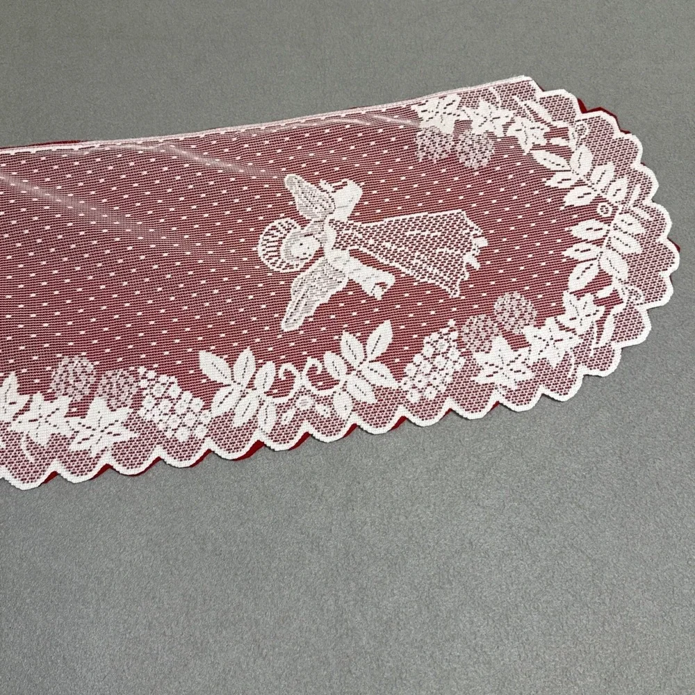 Vtg Christmas Silent Night Nativity Scene Lace Valance Felt Back Topper Handmade